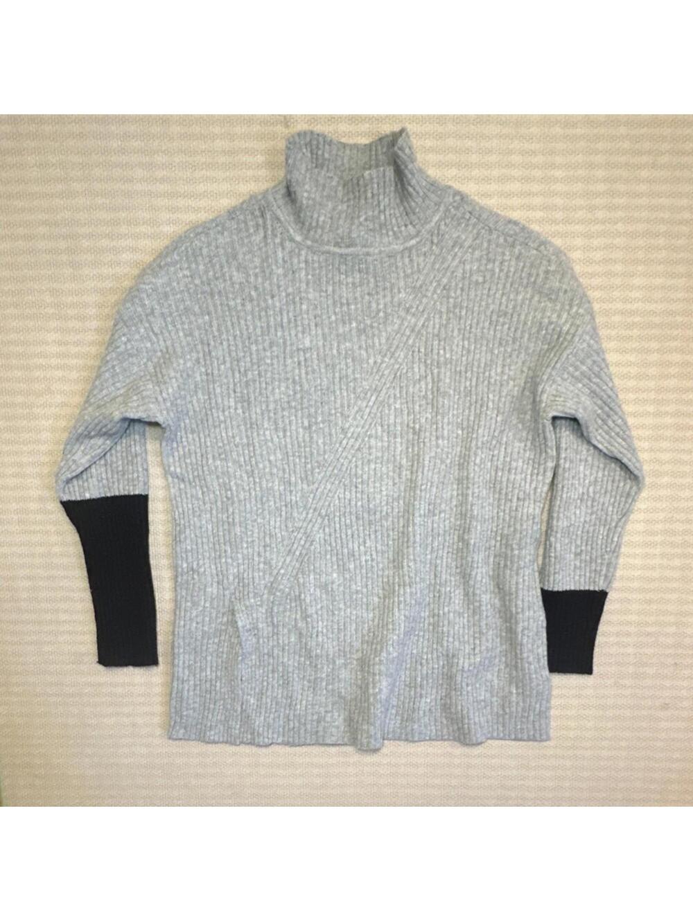 NIC+ZOE Women's Gray Black Knit Pullover Sweater Turtleneck Long Sleeve Size S